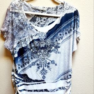 Plys sz 1 Maurices Blouse with see through lace on one shoulder